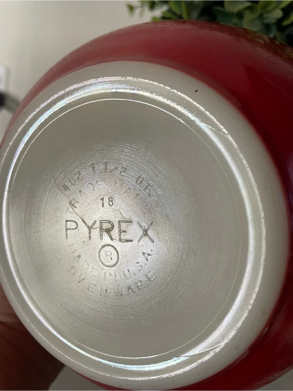 Vintage Pyrex Primary Red #402 Nesting Mixing Bowl 1.5QT Milk Glass